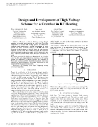 Design and Development of High Voltage Scheme for a Crowbar in RF Heating