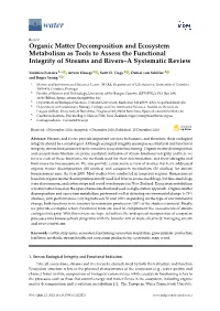 Organic Matter Decomposition and Ecosystem Metabolism As Tools to Assess the Functional Integrity of Streams and Rivers–A Systematic Review