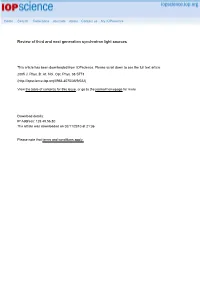 Review of Third and Next Generation Synchrotron Light Sources