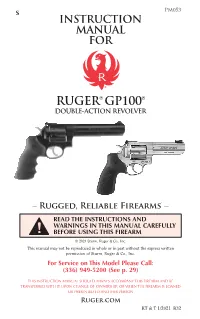 RUGER GP100 PARTS LIST Design, Prices and Specifications Subject to Change Without Notice