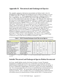 Appendix B. Threatened and Endangered Species