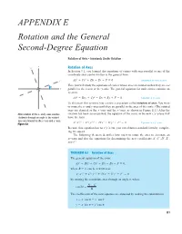 APPENDIX E Rotation and the General Second-Degree Equation