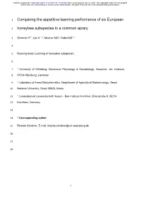Comparing the Appetitive Learning Performance of Six European