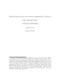 Evidence from Colonial Punjab. ONLINE APPENDIX
