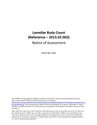 Lamellar Body Count (Reference – 2013.02.002) Notice of Assessment
