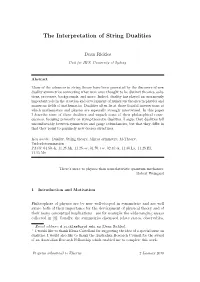 The Interpretation of String Dualities