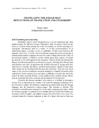Translating the Exiled Self: Reflections on Translation and Censorship*