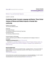 Contesting Gender Concepts, Language and Norms: Three Critical Articles on Ethical and Political Aspects of Gender Non- Conformity