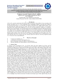 Courses Towards Trade in Early Andhra (With Reference to the Krishna and Godavari Valleys) Dr