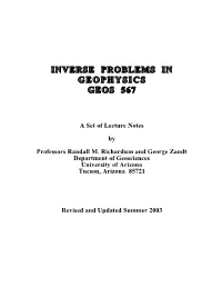 Inverse Problems in Geophysics Geos