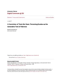 Perceiving Exodus As the Generative Text of Hebrews