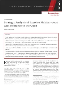 Strategic Analysis of Exercise Malabar-2020 with Reference to the Quad