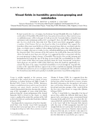 Visual Fields in Hornbills: Precision-Grasping and Sunshades