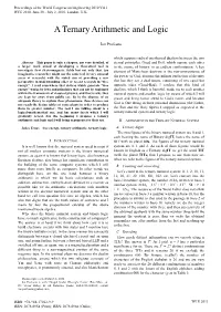 A Ternary Arithmetic and Logic
