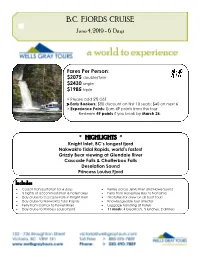 B.C. Fjords Cruise
