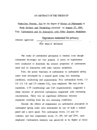 Carbonation and Its Interaction with Other Sensory Modalities