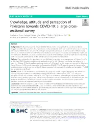 Knowledge, Attitude and Perception of Pakistanis Towards COVID-19