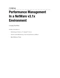 Performance Management in a Netware V3.1X Environment