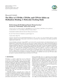 The Effect of CYP2B6, CYP2D6, and CYP3A4 Alleles on Methadone Binding: a Molecular Docking Study