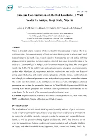 Baseline Concentration of Morbid Leachate in Well Water in Ankpa, Kogi State, Nigeria