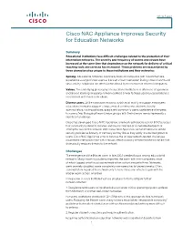 Cisco NAC Appliance Improves Security for Education Networks