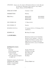 CITATION: Inquest Into the Death of Mohammed Hassan Ayubi, Muzafar Ali Sefarali, Mohammed Amen Zamen, Awar Nadar, Baquer Husani [2010] NTMC 014