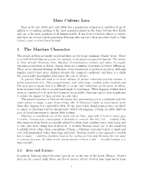Mars Culture Lore 1 the Martian Character