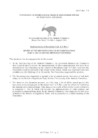 P. 1 AC17 Doc. 7.2 CONVENTION on INTERNATIONAL TRADE in ENDANGERED SPECIES of WILD FAUNA and FLORA
