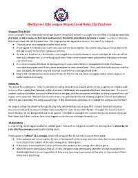 Shelburne Little League Majors Level Rules Clarifications