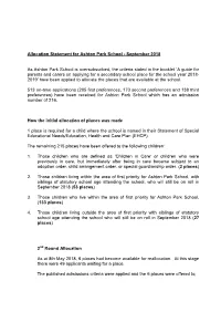 Statements for Second Round of Secondary Allocations in 2018