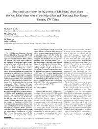 Structural Constraints on the Timing of Left-Lateral Shear Along the Red River Shear Zone in the Ailao Shan and Diancang Shan Ranges, Yunnan, SW China
