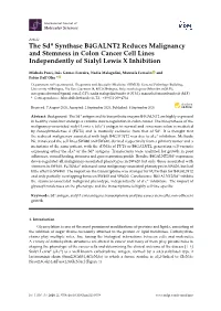 The Sda Synthase B4GALNT2 Reduces Malignancy and Stemness in Colon Cancer Cell Lines Independently of Sialyl Lewis X Inhibition