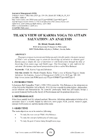 Tilak's View of Karma Yoga to Attain Salvation