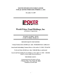 World Poker Fund Holdings, Inc. (A Delaware Corporation)