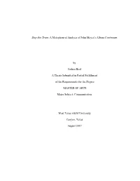 A Metaphorical Analysis of John Mayer's Album Continuum By