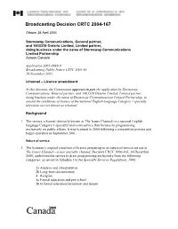 Broadcasting Decision CRTC 2004-167