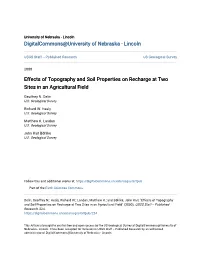 Effects of Topography and Soil Properties on Recharge at Two Sites in an Agricultural Field
