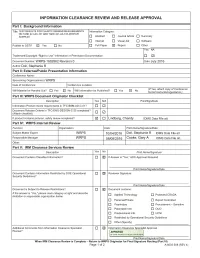 Information Clearance Review and Release Approval
