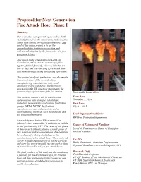 Proposal for Next Generation Fire Attack Hose: Phase I
