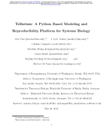Tellurium: a Python Based Modeling and Reproducibility Platform for Systems Biology