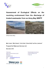 Assessment of Ecological Effects on the Receiving Environment from the Discharge of Treated Wastewater from an Army Bay WWTP