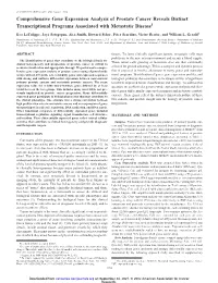 Comprehensive Gene Expression Analysis of Prostate Cancer Reveals Distinct Transcriptional Programs Associated with Metastatic Disease1