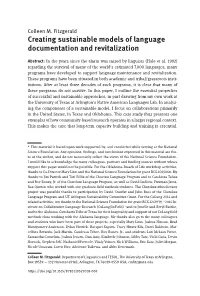 Creating Sustainable Models of Language Documentation and Revitalization