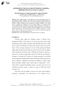 Optimizing the Sea for Extending Marinda Airport Runway in Raja Ampat