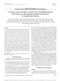 A Novel Caspr Mutation Causes the Shambling Mouse Phenotype by Disrupting Axoglial Interactions of Myelinated Nerves