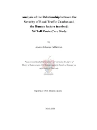 Analysis of the Relationship Between the Severity of Road Traffic Crashes and the Human Factors Involved: N4 Toll Route Case Study