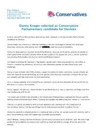 Danny Kruger Selected As Conservative Parliamentary Candidate for Devizes