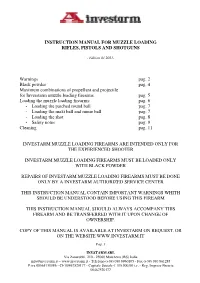 Instruction Manual for Muzzle Loading Rifles, Pistols and Shotguns