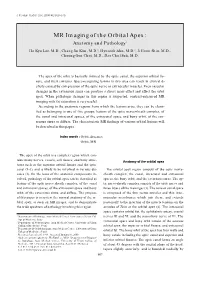 MR Imaging of the Orbital Apex