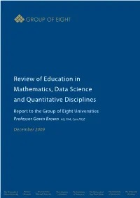 Review of Education in Mathematics, Data Science and Quantitative Disciplines